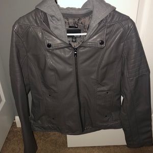 Gray faux leather jacket